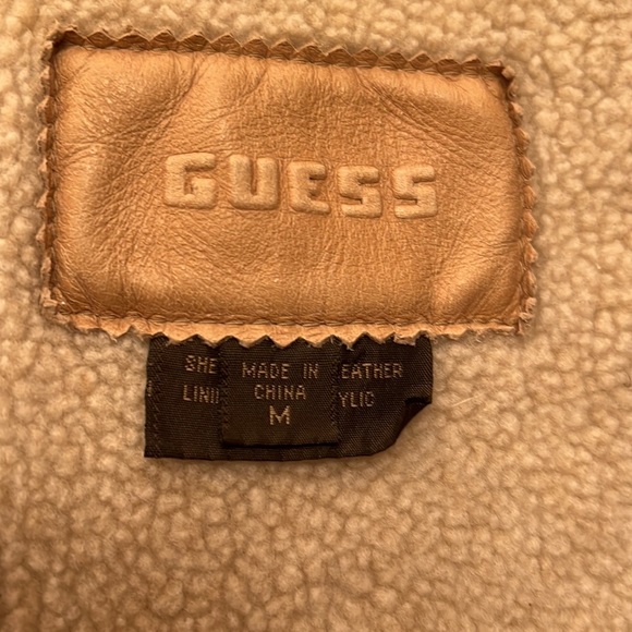 Guess Vintage 1990’s Y2K Guess Leather Suede shearling Trucker Jacket Size Med - Picture 8 of 11